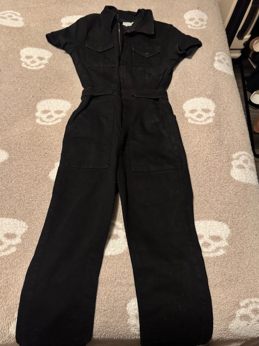 Good American Black Short-Sleeve Jumpsuit